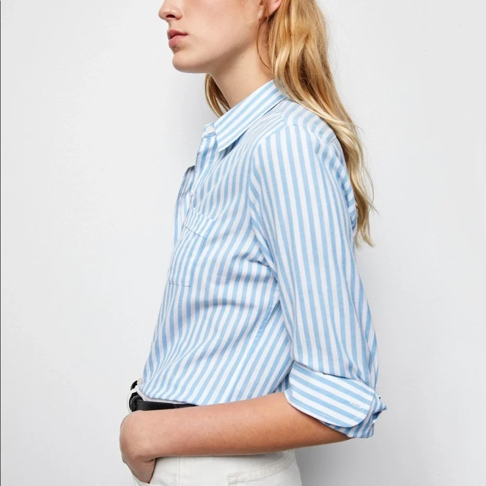 Nili Lotan NL shirt - ocean stripe, M - Picture 2 of 6